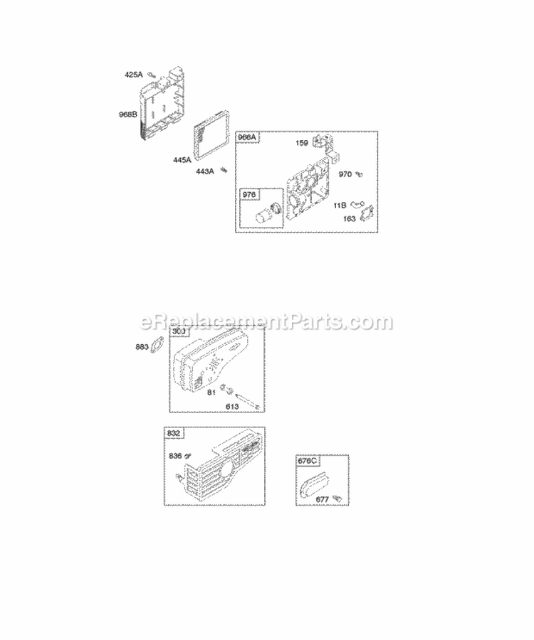 Air Cleaner Exhaust System Diagram and Parts List for 128702-0672-01  Briggs and Stratton Engine